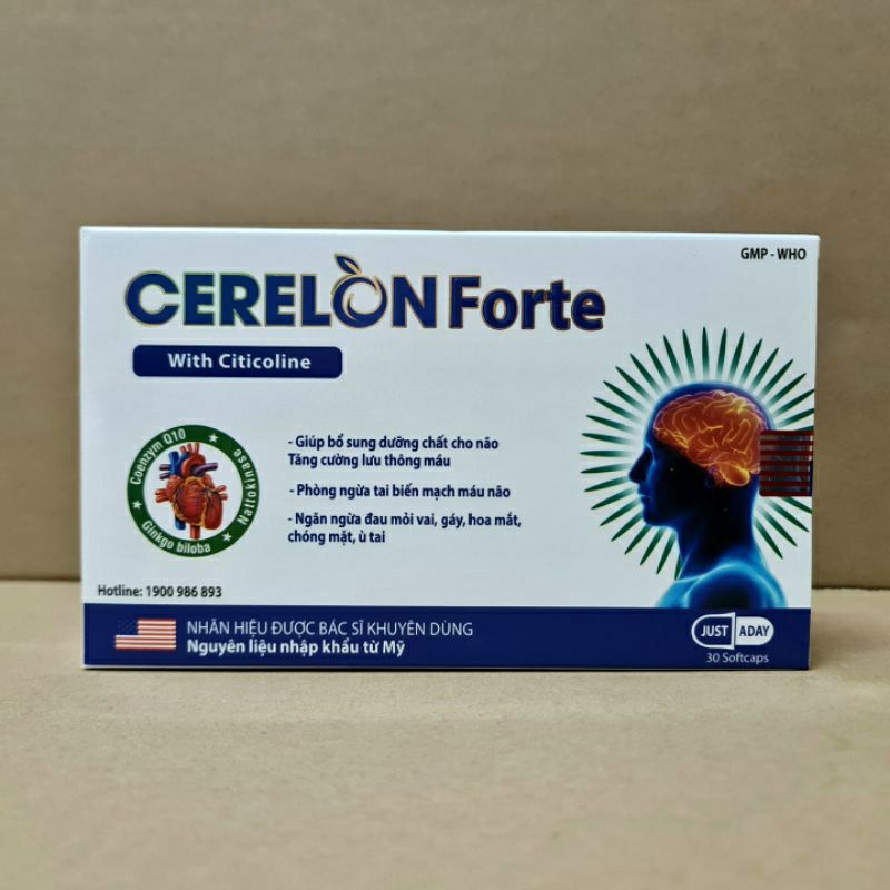 Hoạt huyết dưỡng não CERELON FORTE With Citicolin - tăng cường lưu thông máu lên não phòng ngừa tai biến