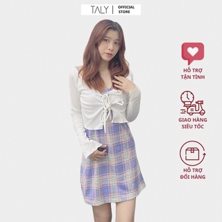 Đầm 2 dây caro TALY D951