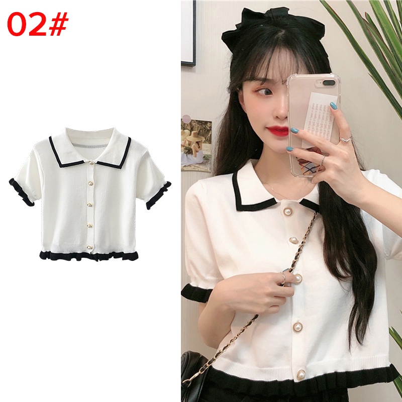 Porozi Áo croptop vải thun ngắn tay thời trang Hàn Quốc dành cho nữ