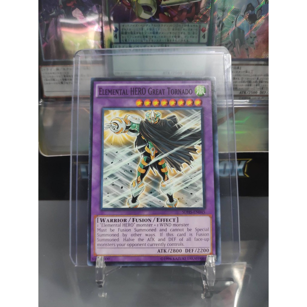 [ Dưa Hấu Yugioh ] Lá bài thẻ bài Elemental Hero Great Tornado - Tặng bọc bài nhựa bảo quản