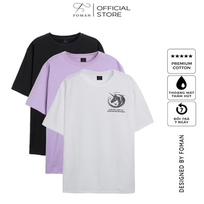 Áo thun tay lỡ F FOMAN cao cấp Unisex nam nữ Cotton oversize form rộng thoải mái thoáng mát REFLECTIVE UNICORN