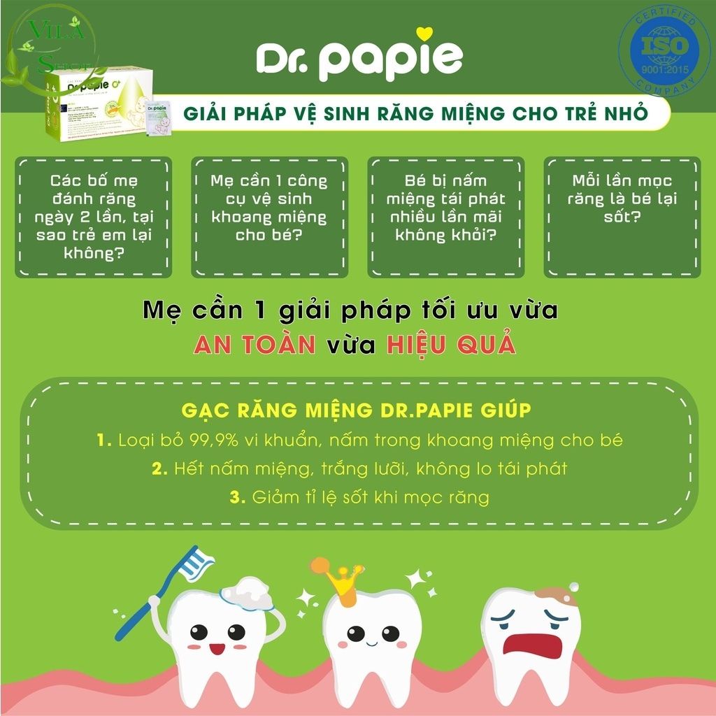 (Combo) Hộp Gạc Rơ Lưỡi/ Gạc Răng Miệng Dr.Papie Phòng Chống Nấm Miệng, Tưa Lưỡi, Viêm Nướu