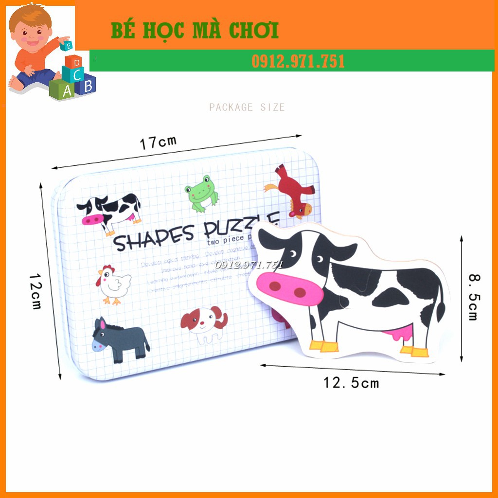 Ghép hình 2 mảnh hộp sắt - Shapes Puzzle| Đồ chơi thông min