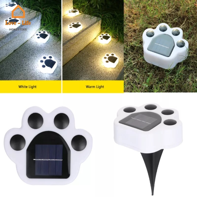 Đèn LED Năng Lượng Mặt Trời Chống Mưa Hình Dấu Chân Chó Mèo Dễ Thương Trang Trí Sân Vườn