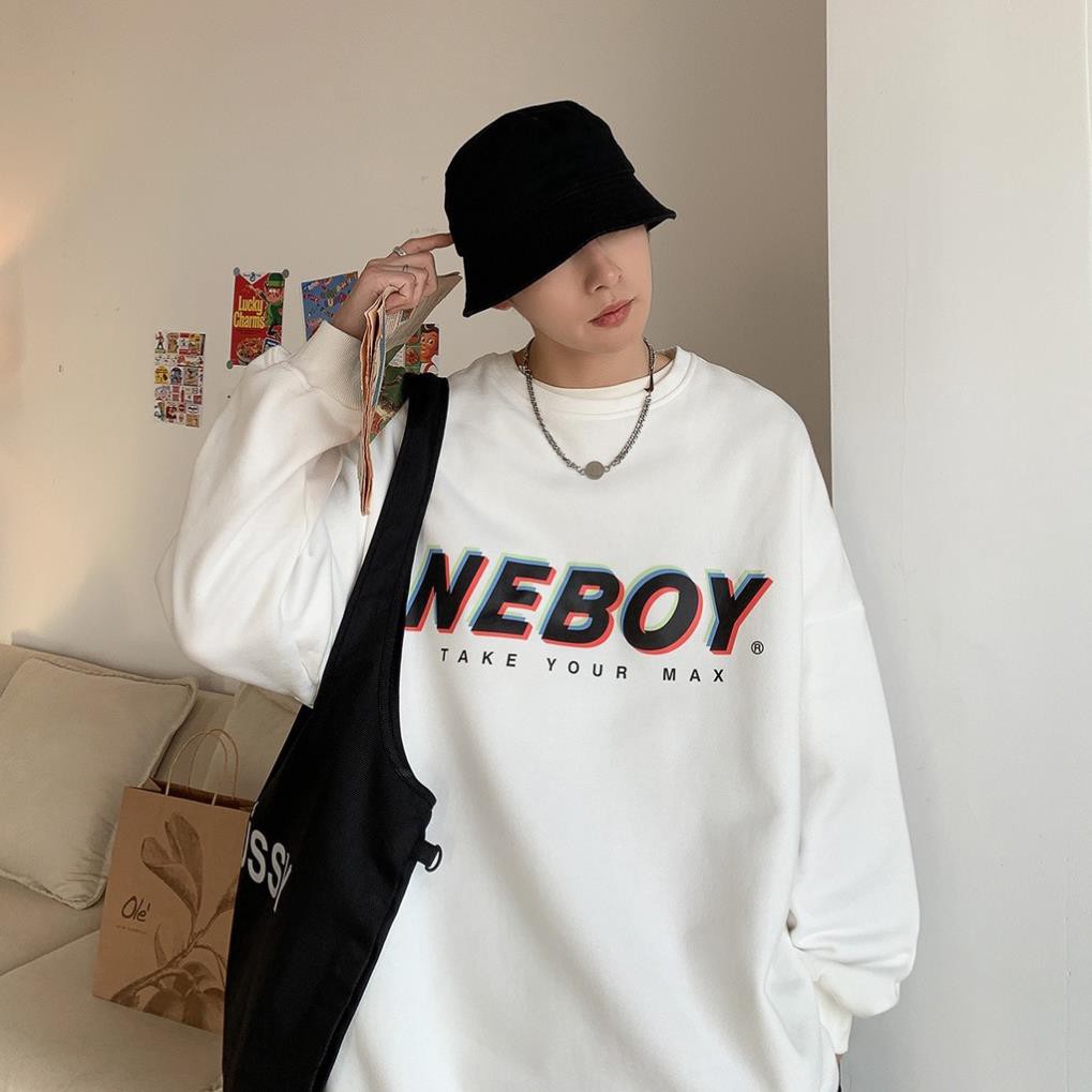 Áo sweater, áo nỉ bông form rộng in chữ NEBOY phong cách Ulzzang | BigBuy360 - bigbuy360.vn