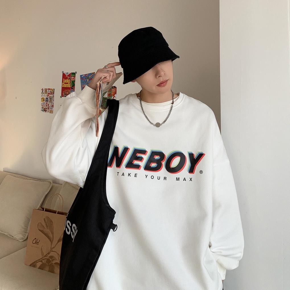 Áo sweater, áo nỉ bông form rộng in chữ NEBOY phong cách Ulzzang | WebRaoVat - webraovat.net.vn