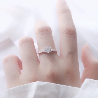 Nhẫn bạc nữ đẹp, nhẫn nữ đá tròn 6 chấu đơn giản phụ kiện trang sức Minh Thoa Silver