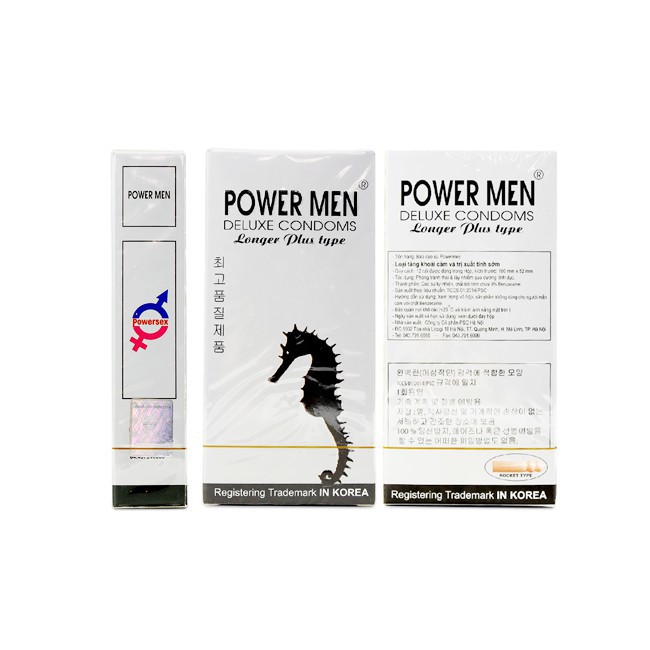 [COMBO] 3 HỘP Bao cao su Power Men Longer Plus cá ngựa hộp 12 chiếc