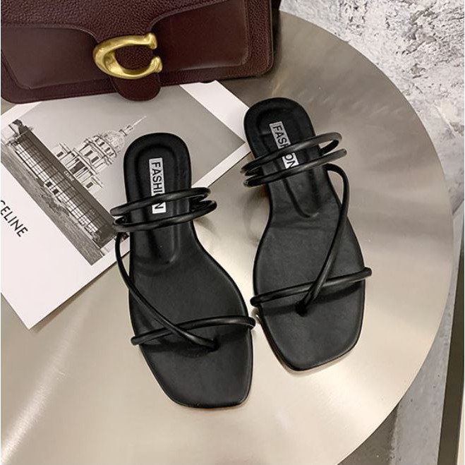 Sandal bệt xỏ ngón quai chéo da mềm đế dẻo đi êm chân, Mã S53