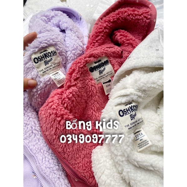Áo Khoác Hoodie Bé Gái Lót Cừu OSH