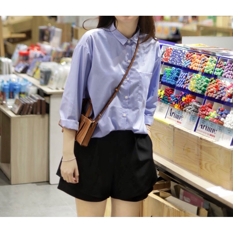 Áo sơ mi nữ tay dài form rộng basic RUCHANDESIGN