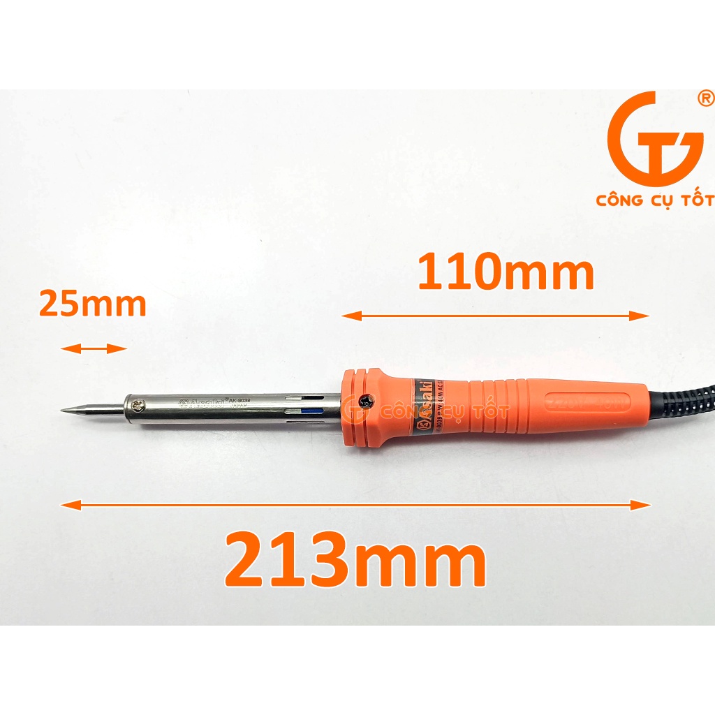 Mỏ hàn nung mỏ nhọn cán nhựa PBT 40W Asaki