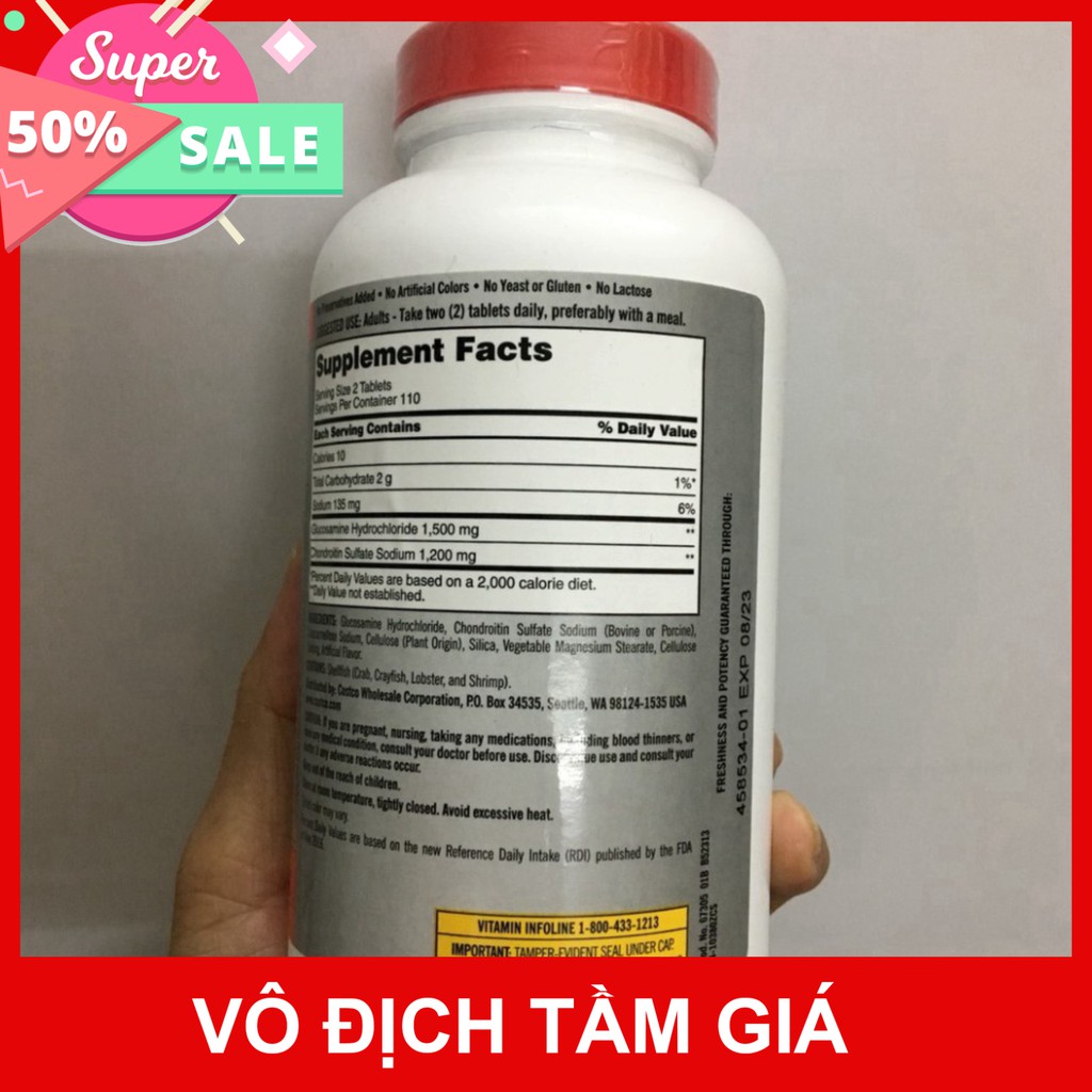 ƯU ĐÃI LỚN Viên uống Glucosamine 1500mg & chondroitin 1200mg 220 viên - Glucosamin Kirkland ƯU ĐÃI LỚN