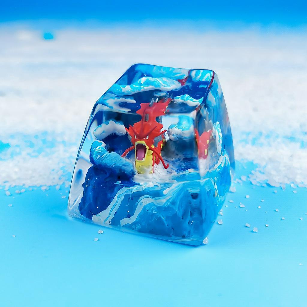 Nút bàn phím Pokemon, nút bàn phím Gyarados , Bàn phím nhân vật hoạt hình - Gyarados keycap, POKÉMON Artisan Keycap