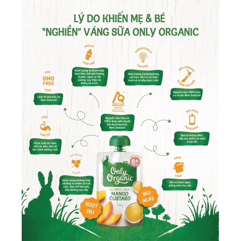 Váng sữa - Sữa chua - Pudding Only organic Úc cho bé từ 6 tháng