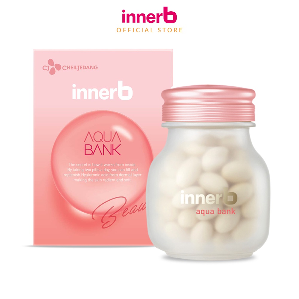 Bộ đôi thực phẩm bảo vệ sức khỏe InnerB Aqua Bank (giữ ẩm cho da) 56 viên và InnerB Snow White 56 viên