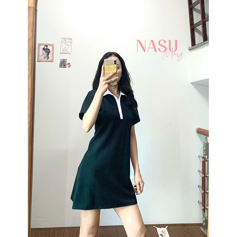[HOTREAND] VÁY POLO CỔ ĐỨC 🌼 VÁY BODY ĐEN TRẮNG CỔ BẺ CÀI CÚC CHỮ A 🌼 Nasu May | BigBuy360 - bigbuy360.vn