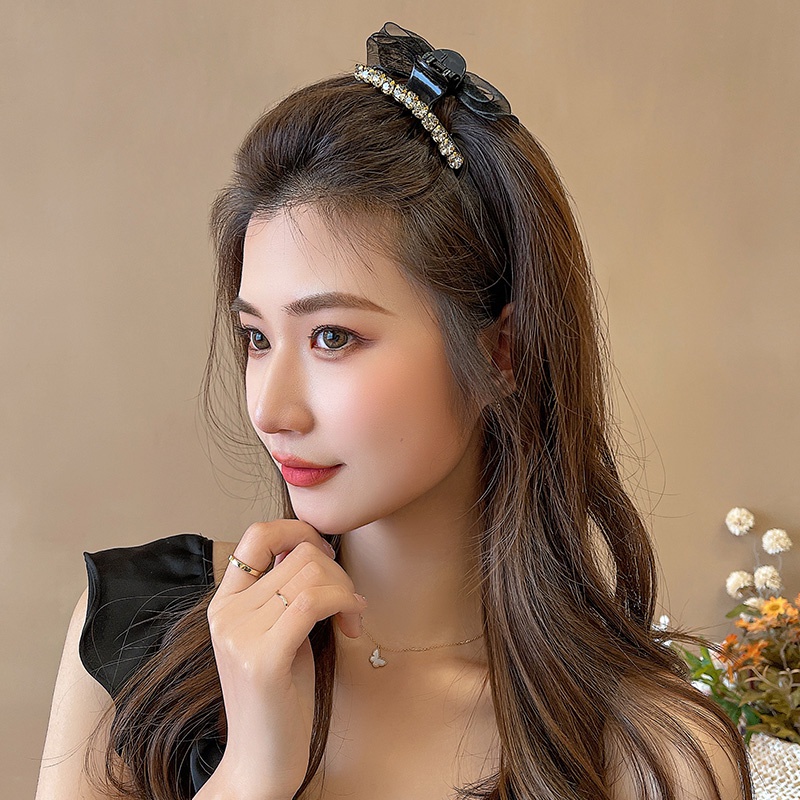 Kẹp Tóc Nơ Lưới Hai Mặt Phiên Bản Hàn Quốc Cho Nữ Đuôi Ngựa Độ Cao Trở Lại