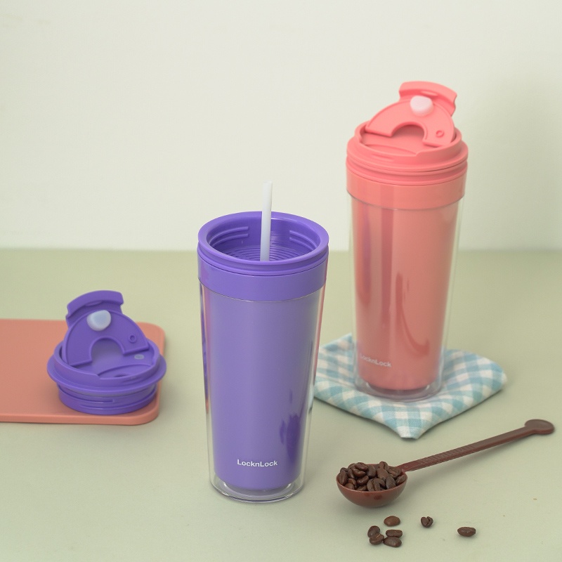 Ly nhựa 2 lớp LocknLock Bucket Cold Cup cách nhiệt tốt HAP519  - BABYHOPSG