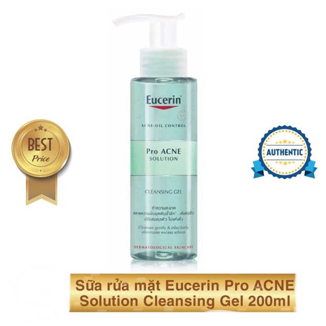 Sữa Rửa Mặt Eucerin Cho Da Dầu Mụn Eucerin Pro ACNE Solution Cleansing Gel 200ml - Gel Rửa Mặt Eucerin