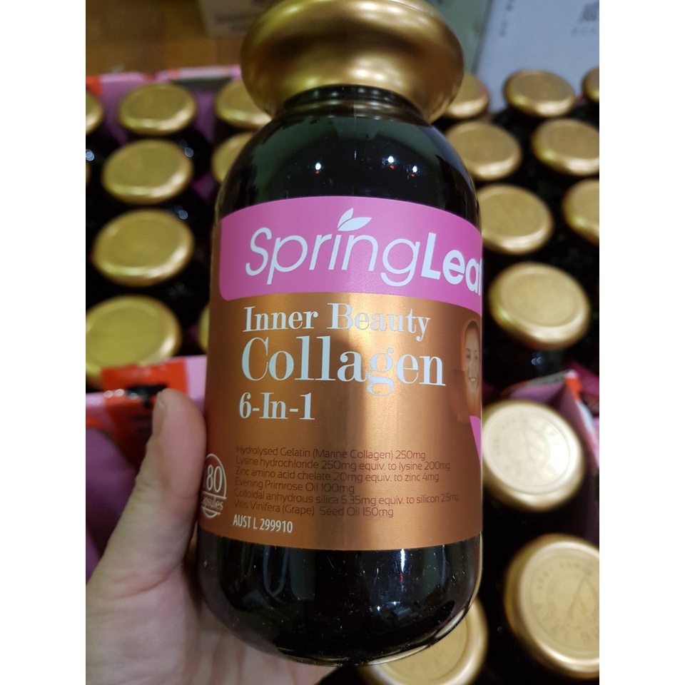 [180 VIÊN] Viên uống Collagen 6 in 1 Spring Leaf Inner Beauty của Úc - làm sáng da, mờ vết thâm và giảm nếp nhăn
