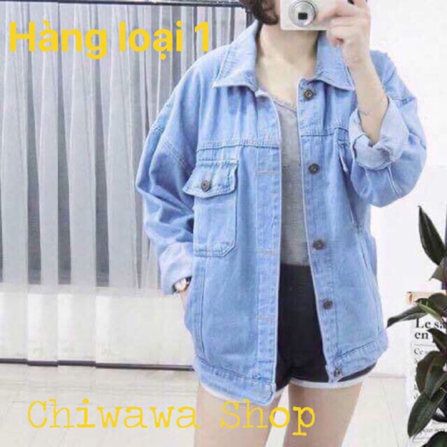 Áo khoác jean nữ Haly xanh nhạt 4 túi form rộng BB097