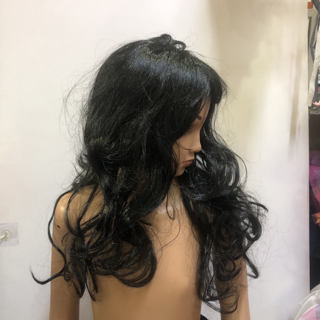 Tóc giả Cosplay hóa trang xoăn dài màu đen hóa trang Halloween cho người lớn và trẻ em