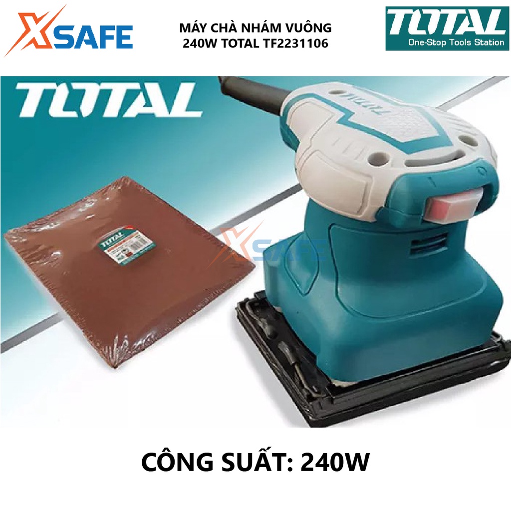 Máy chà nhám vuông TOTAL TF2231106 Máy đánh bóng 220V-240V/50-60Hz, Công suất 240W làm mịn, nhẵn bóng gỗ, kim loại