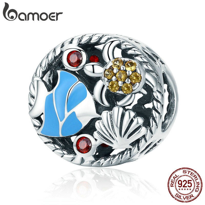 Thanh lý mới charm 925 bạc bamoer cá biển đại dương hình tròn charm xỏ SCC683