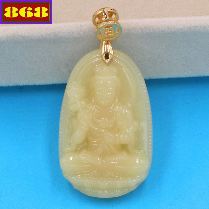 Mặt dây chuyền phật Đại Thế Chí Bồ Tát vàng 3.6cm - Phật bản mệnh tuổi Ngọ - Mặt size nhỏ - Tặng kèm móc inox