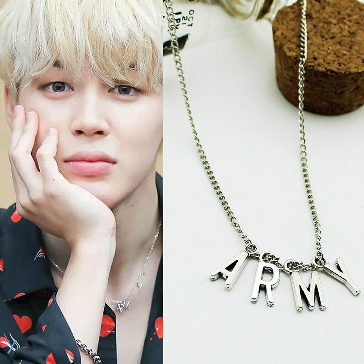 Dây chuyền mặt hình chữ cái ARMY phong cách nhóm nhạc BTS thời trang