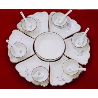 SET BÁT ĐĨA HOA MẶT TRỜI VẼ TAY- 21 chi tiết