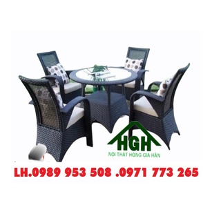 [HÀNG ĐẸP] Bộ bàn ghế mây nhựa bền đẹp Hồng Gia Hân MS46
