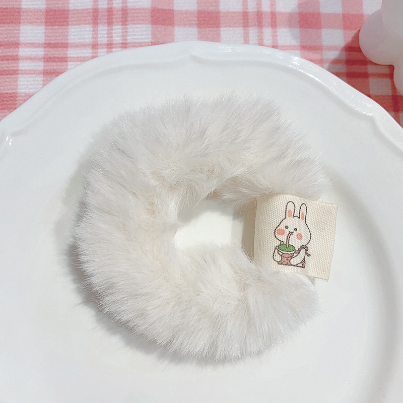 Dây cột tóc lông trắng mịn in hình ngỗ nghĩnh