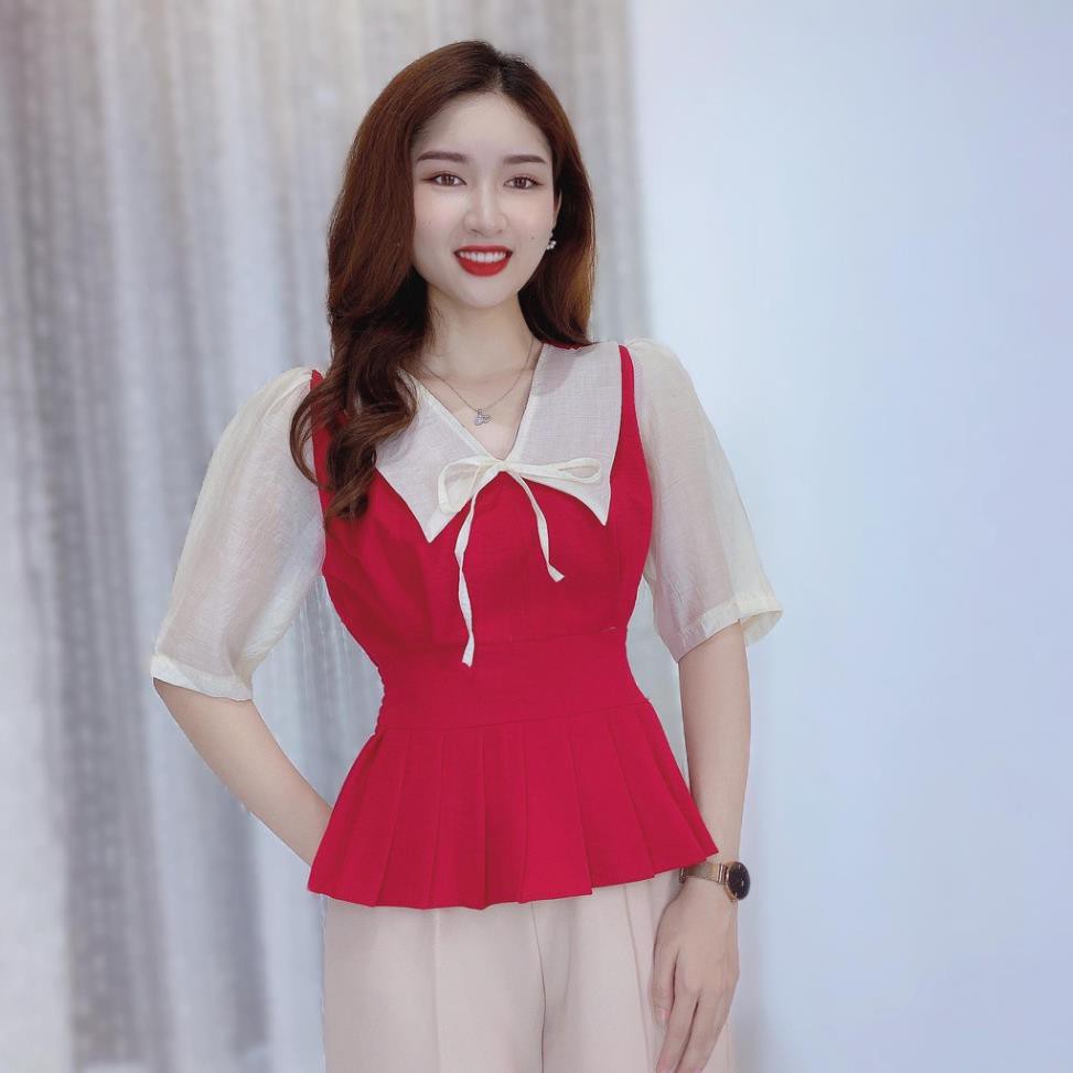 Áo sơ mi peplum công sở Llưng thun che bụng CHUU A5559 đẹp