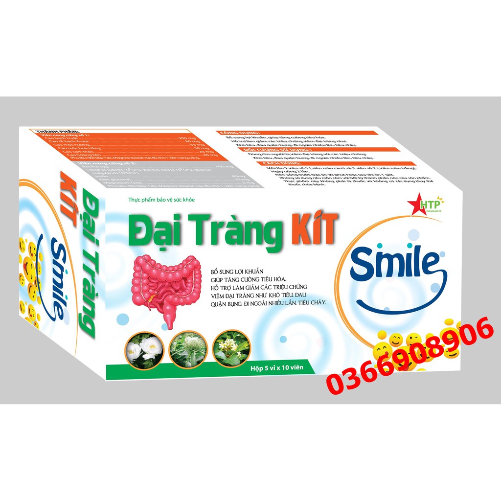 [Hàng chính hãng] Đại tràng kít smile. Hỗ trợ làm giảm các triệu chứng viêm đại tràng: Đau quặn bụng, đi ngoài tiêu chảy