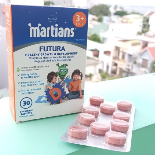 Kẹo nhai trẻ em Martians Futura Stada 30 viên tăng đề kháng, bổ sung canxi, vitamin C, beta glucan