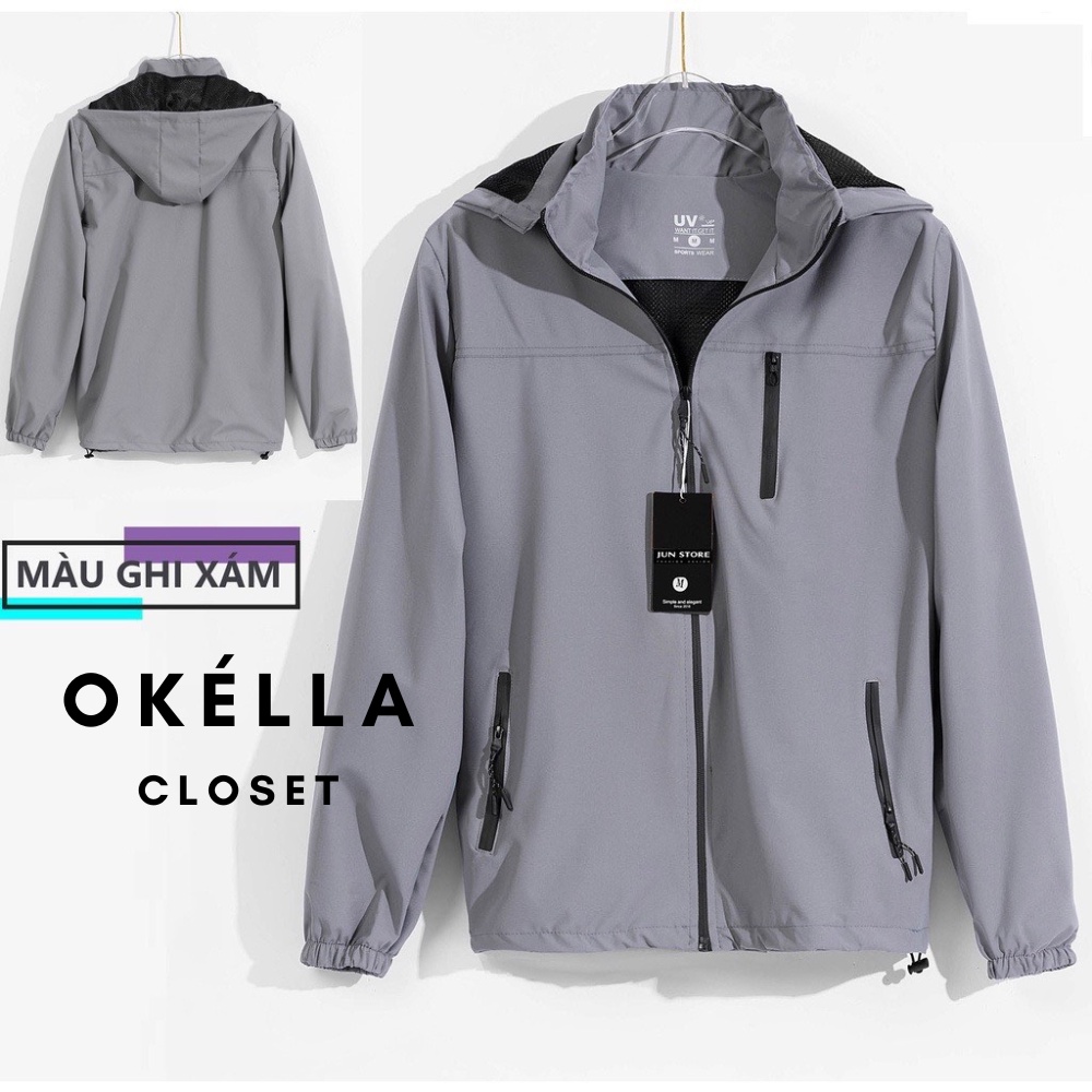 Áo khoác gió 2 lớp hàng cao cấp loại 1 có Bigsize, áo gió nam nữ Uniex 3 khóa chống tia UV chống nắng gió Okélla