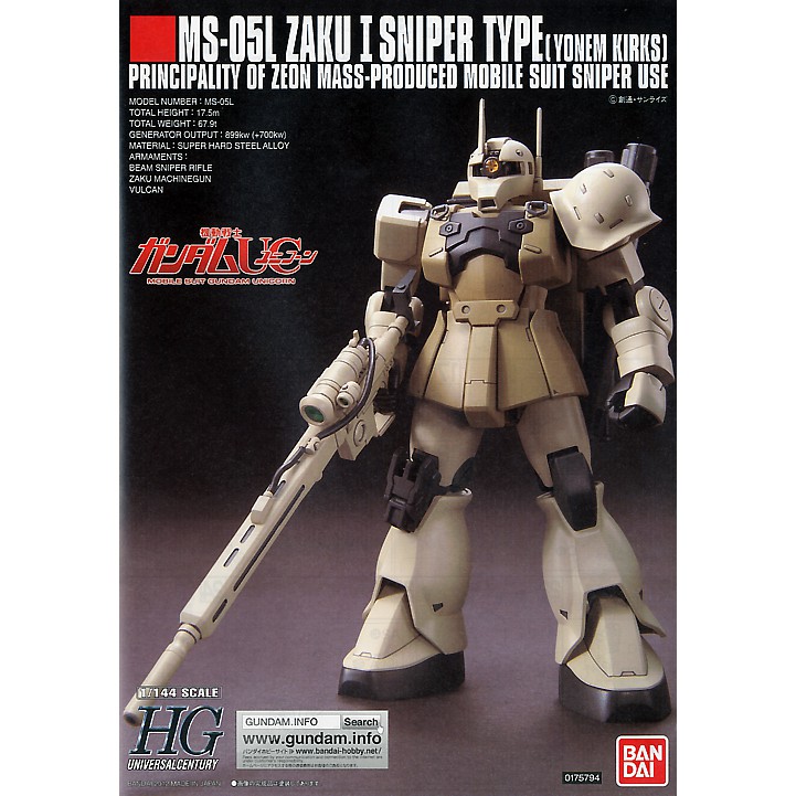 Mô Hình Gundam HG Zaku 1 Sniper Type Yonem Kirks Custom Bandai 1/144 HGUC UC Đồ Chơi Lắp Ráp Anime Nhật