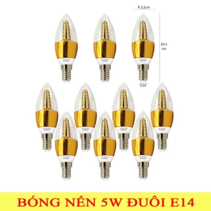 Bóng đèn Nến Led trang trí đèn chùm đèn ngủ treo tường 5W Đui E14 & E27