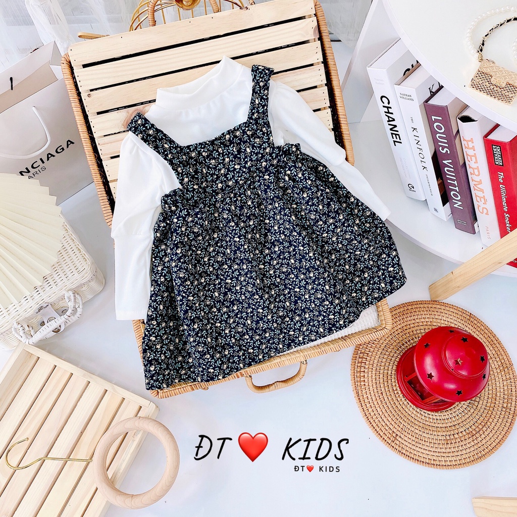 Set Váy Yếm Cho Bé - Set Yếm Váy Áo Cotton Tay Bồng - Yếm Thu Đông Siêu Đẹp, Ấm Cho Bé 8-18kg - N&D Kids