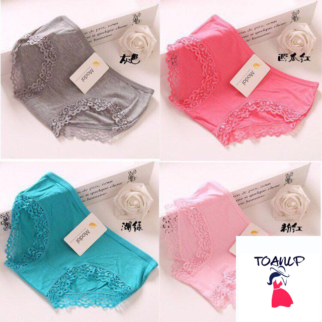 Sỉ 10 quần lót nữ cotton pha ren chất đẹp MODAL.
