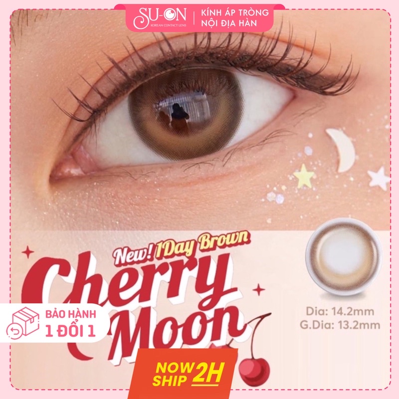 [Video thật] Lens 1 ngày Olens CHERRY MOON BROWN áp tròng 14,2mm, nâu tây long lanh Hàn Quốc, siêu êm đeo 24h