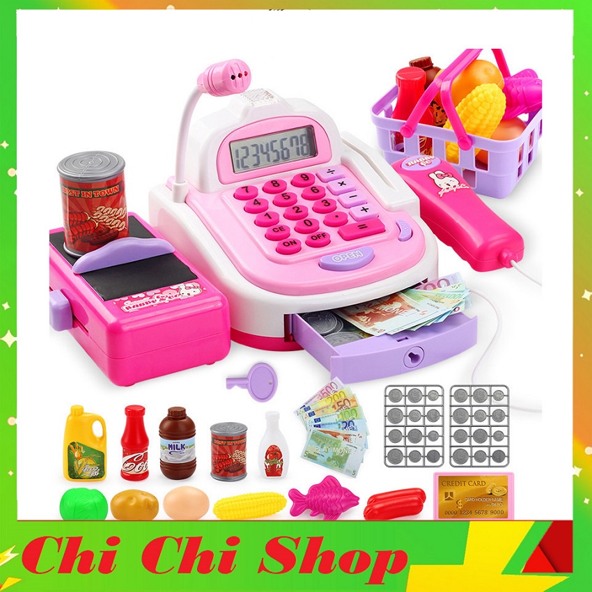 Máy Tính Tiền Siêu Thị Đa Năng, Có Nhạc Vui Nhộn, Màu Sắc Bắt Mắt, Giúp Bé Học Cách Giao Tiếp Mua Bán
