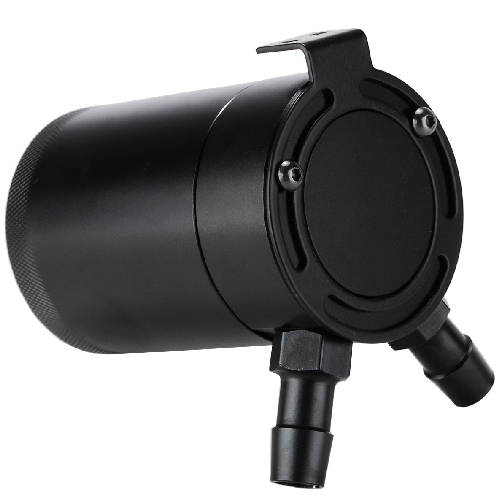 Universal 2-Port Compact Baffled Oil Catch Can 3/8" NPT Inlet Outlet Black