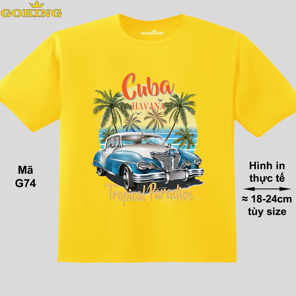 CUBA HAVANA, mã G74. Áo thun du lịch cho bé trai, bé gái. Áo phông thoát nhiệt GOKING hàng hiệu cao cấp