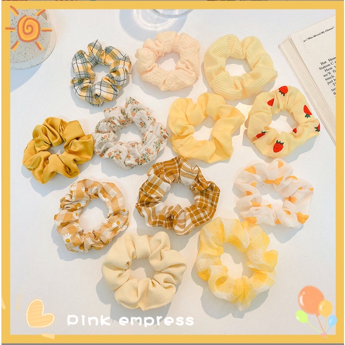 Chun buộc tóc vải tông màu vàng dứa nhiệt đới xinh xắn BAG U CHUNVANGDUA063