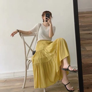 Chân váy đũi tơ lụa hàng QC các màu
