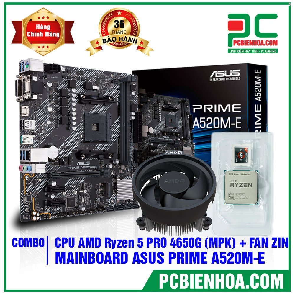 Combo AMD Ryzen 5 4650G +A520M E mới chính hãng