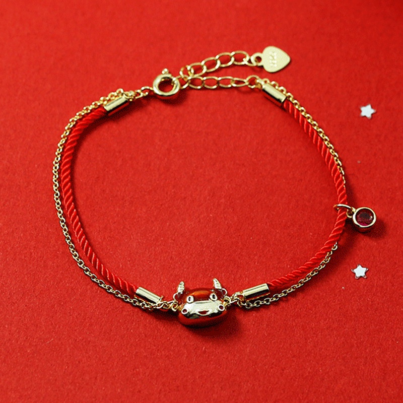 Vòng tay mạ bạc S925 màu đỏ may mắn